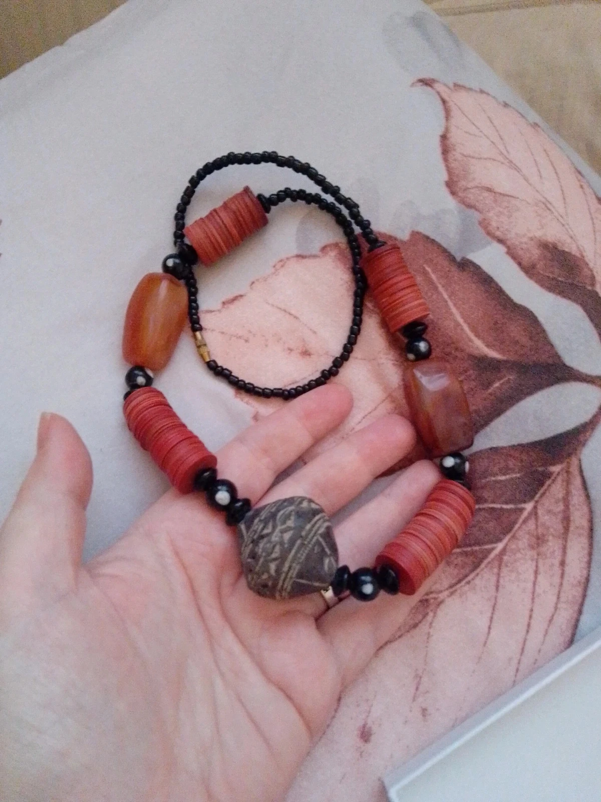 Collier ethnique Afrique massaï pierres naturelles de cornaline – photo 2